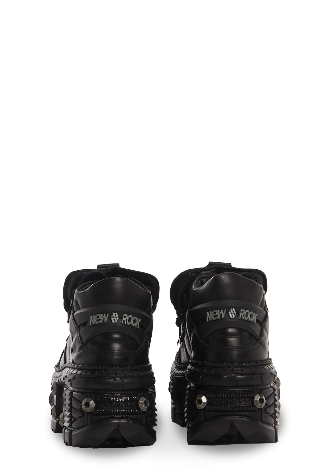 New Rock Short Leather Platform Boots - Black - Image 4