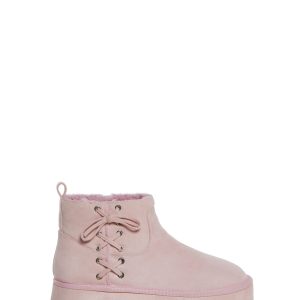 Sugar Thrillz Ballet Faux Velour Shearling Booties - Pink