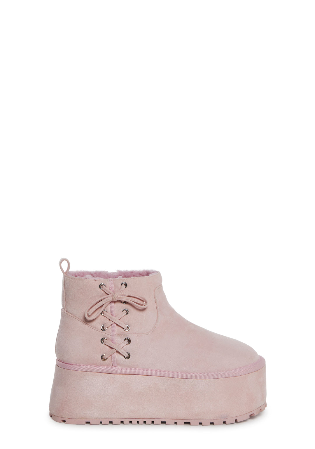 Sugar Thrillz Ballet Faux Velour Shearling Booties - Pink