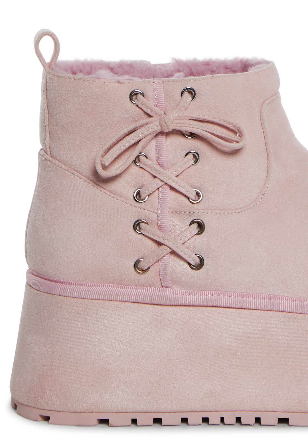 Sugar Thrillz Ballet Faux Velour Shearling Booties - Pink - Image 2