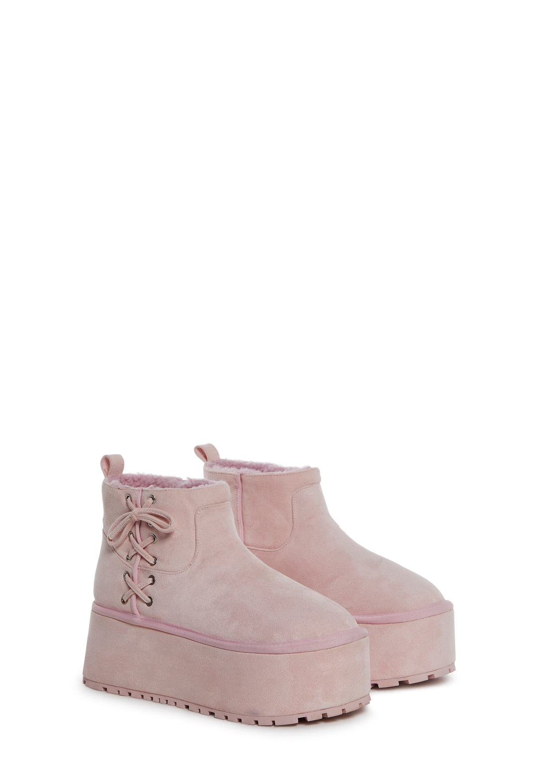 Sugar Thrillz Ballet Faux Velour Shearling Booties - Pink - Image 3