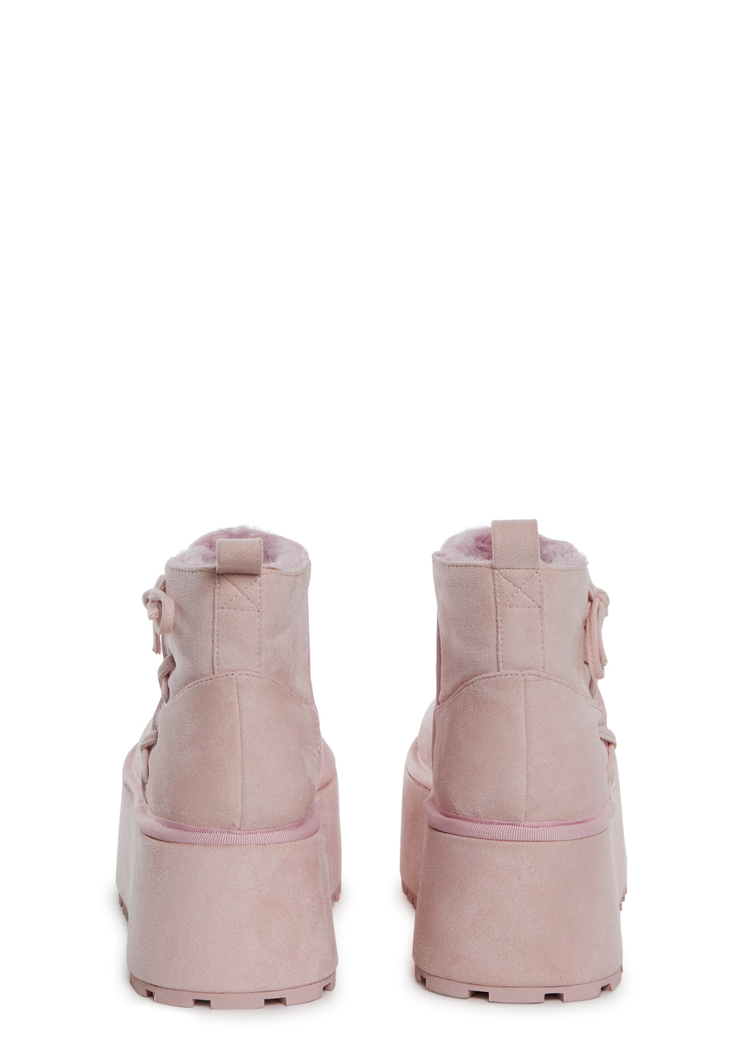 Sugar Thrillz Ballet Faux Velour Shearling Booties - Pink - Image 4