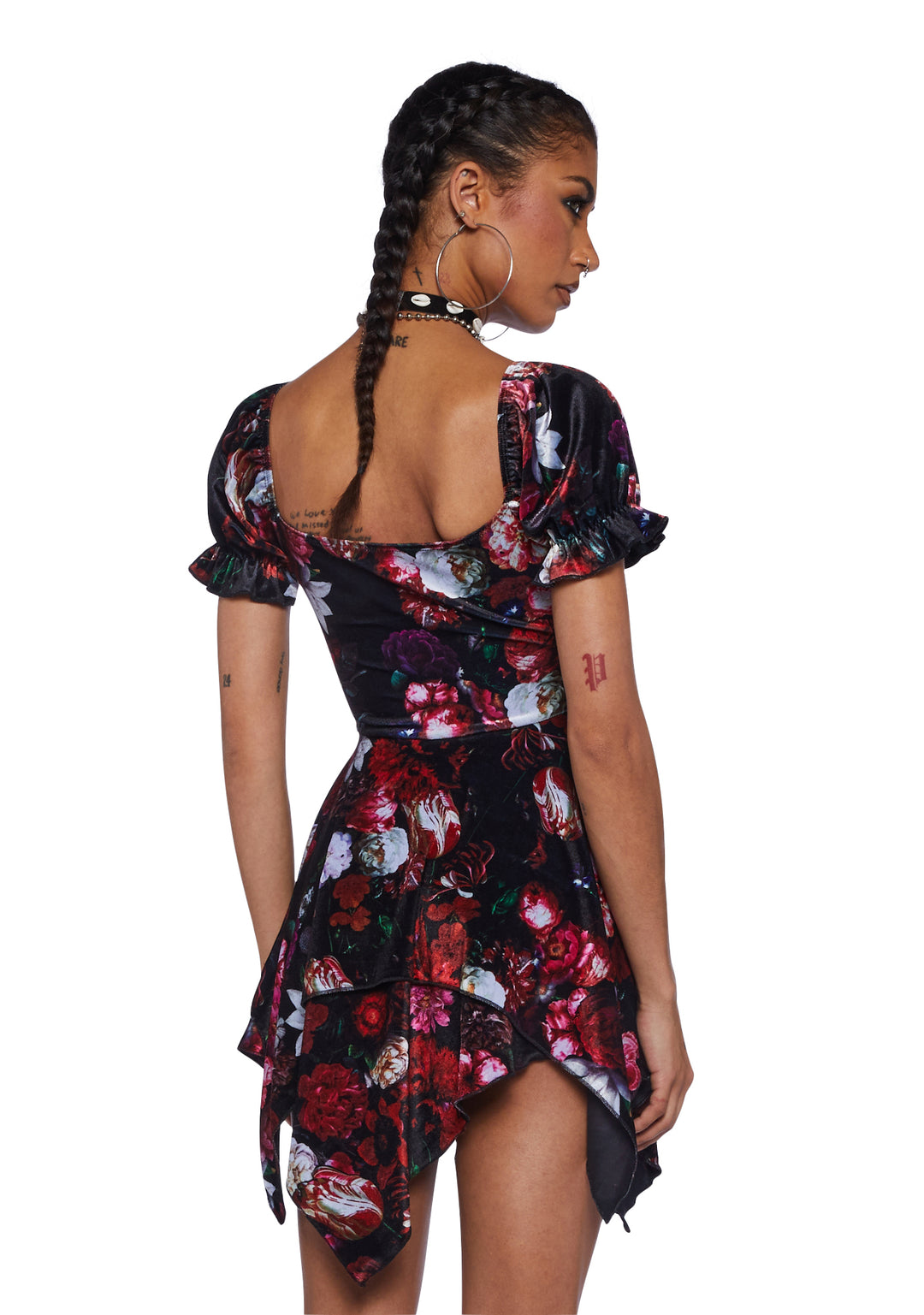 Current Mood Floral Velvet Velour Mini Dress - Multi - Image 4