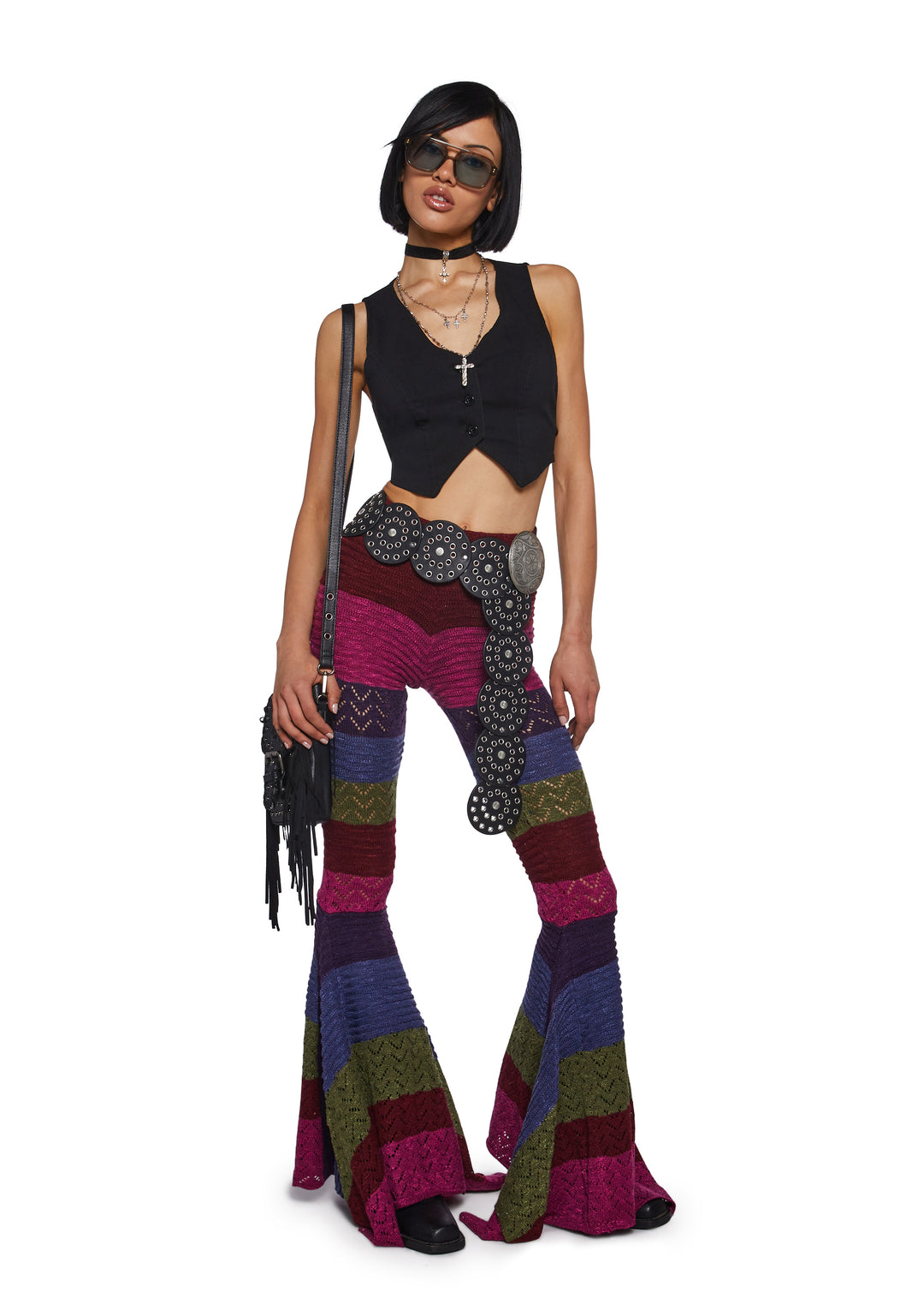 Current Mood Crochet Space Dye Flared Pants - Multi - Image 2