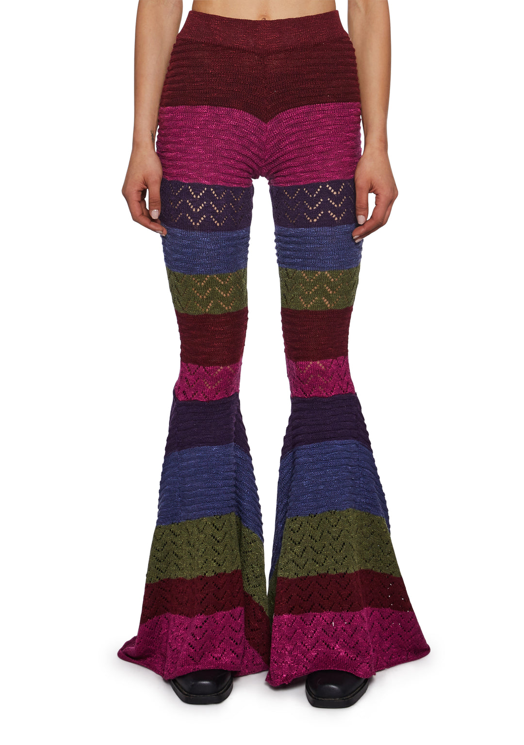 Current Mood Crochet Space Dye Flared Pants - Multi