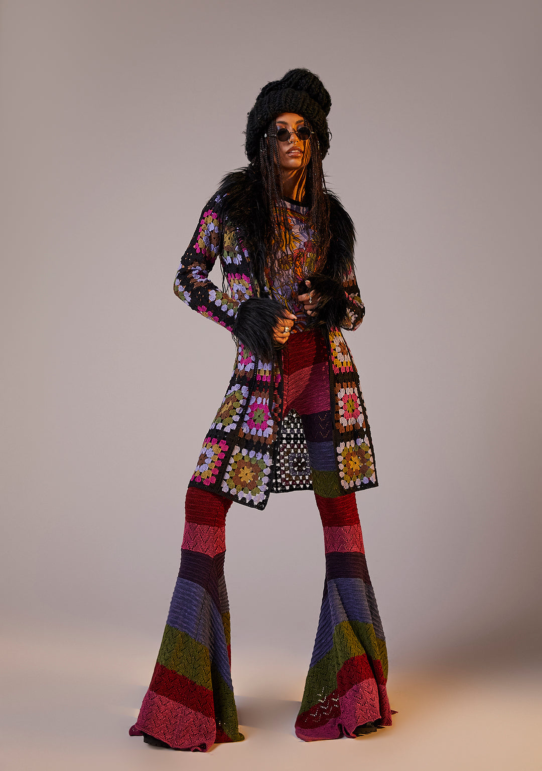 Current Mood Crochet Space Dye Flared Pants - Multi - Image 6