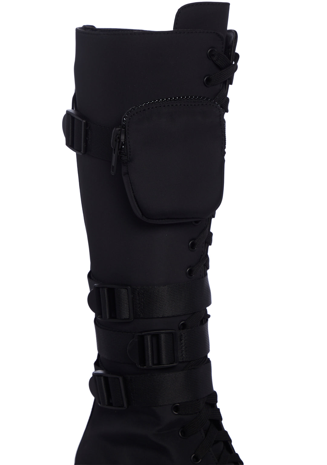 Poster Grl Buckled Platform Pocket Combat Knee High Boots - Black - Image 2