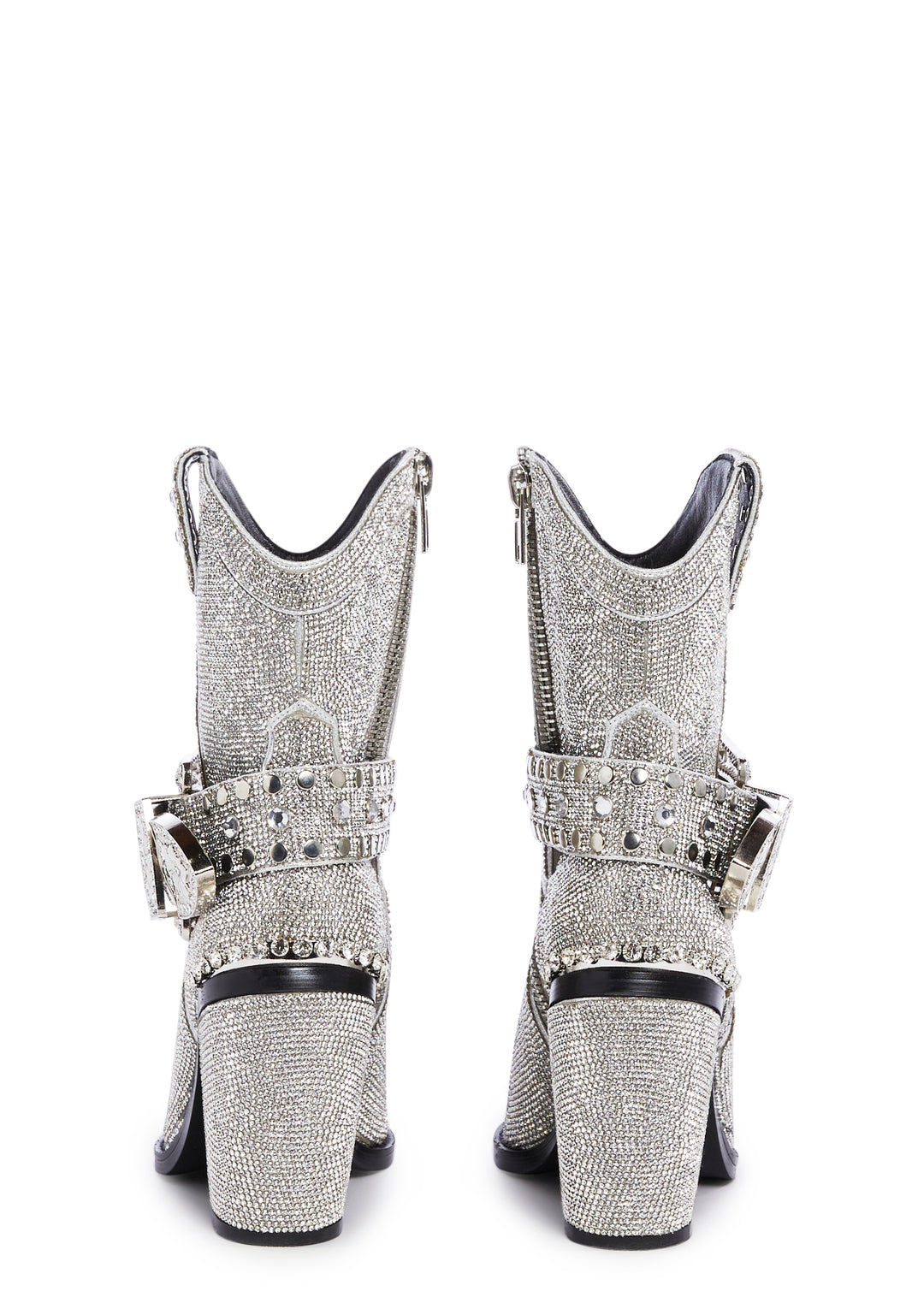 Club Exx Sharp Rhinestone Cowboy Boots - Silver - Image 4