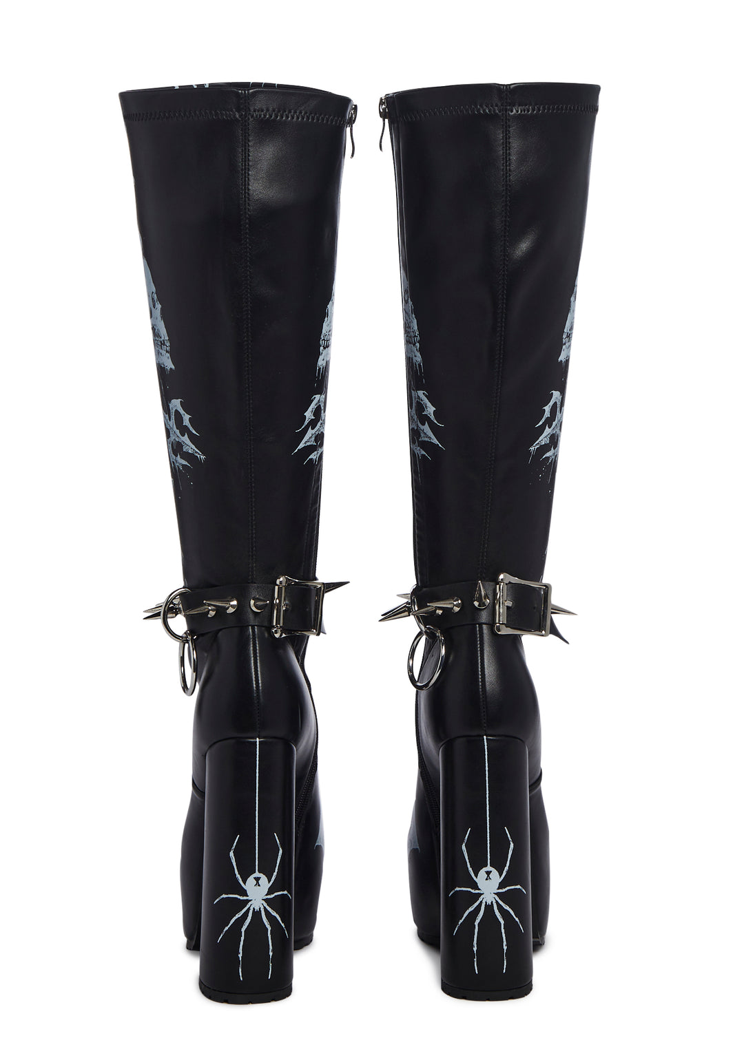 Widow Baphomet Skull Platform Boots - Black - Image 4