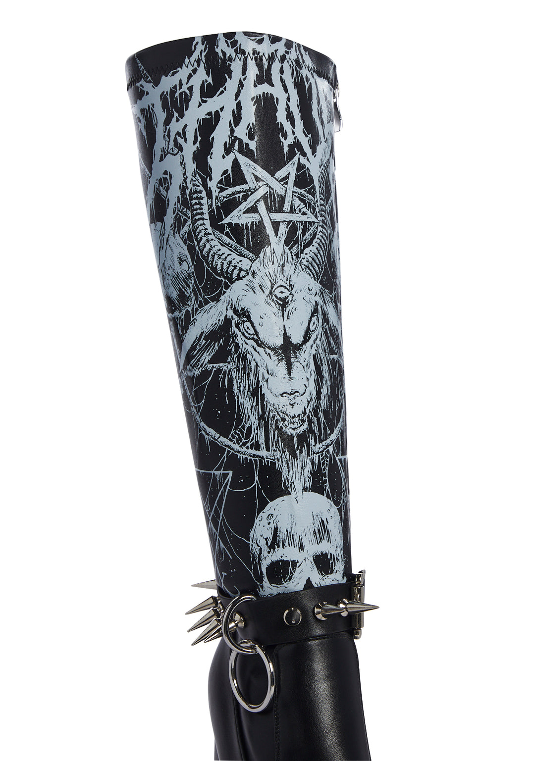 Widow Baphomet Skull Platform Boots - Black - Image 3