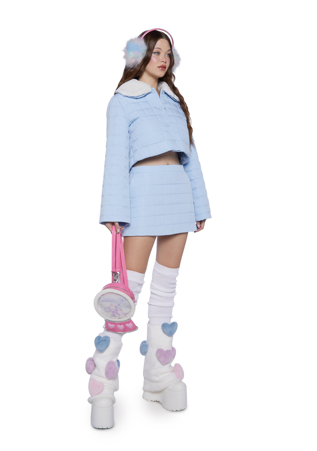 Sugar Thrillz Quilted Cropped Jacket- Blue - Image 2