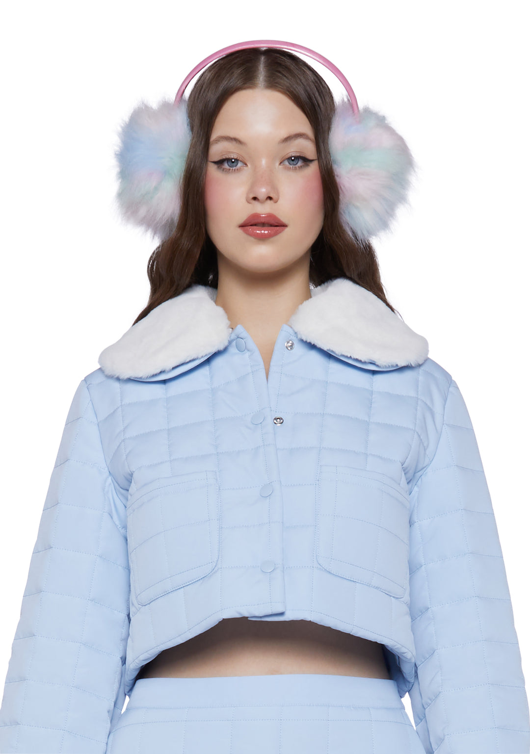 Sugar Thrillz Quilted Cropped Jacket- Blue - Image 5