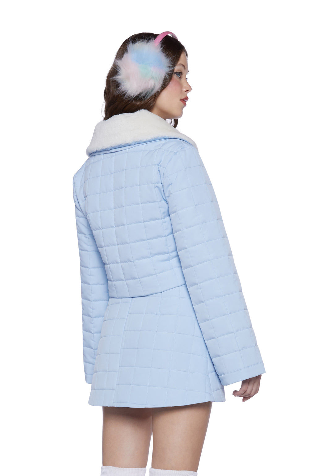 Sugar Thrillz Quilted Cropped Jacket- Blue - Image 4