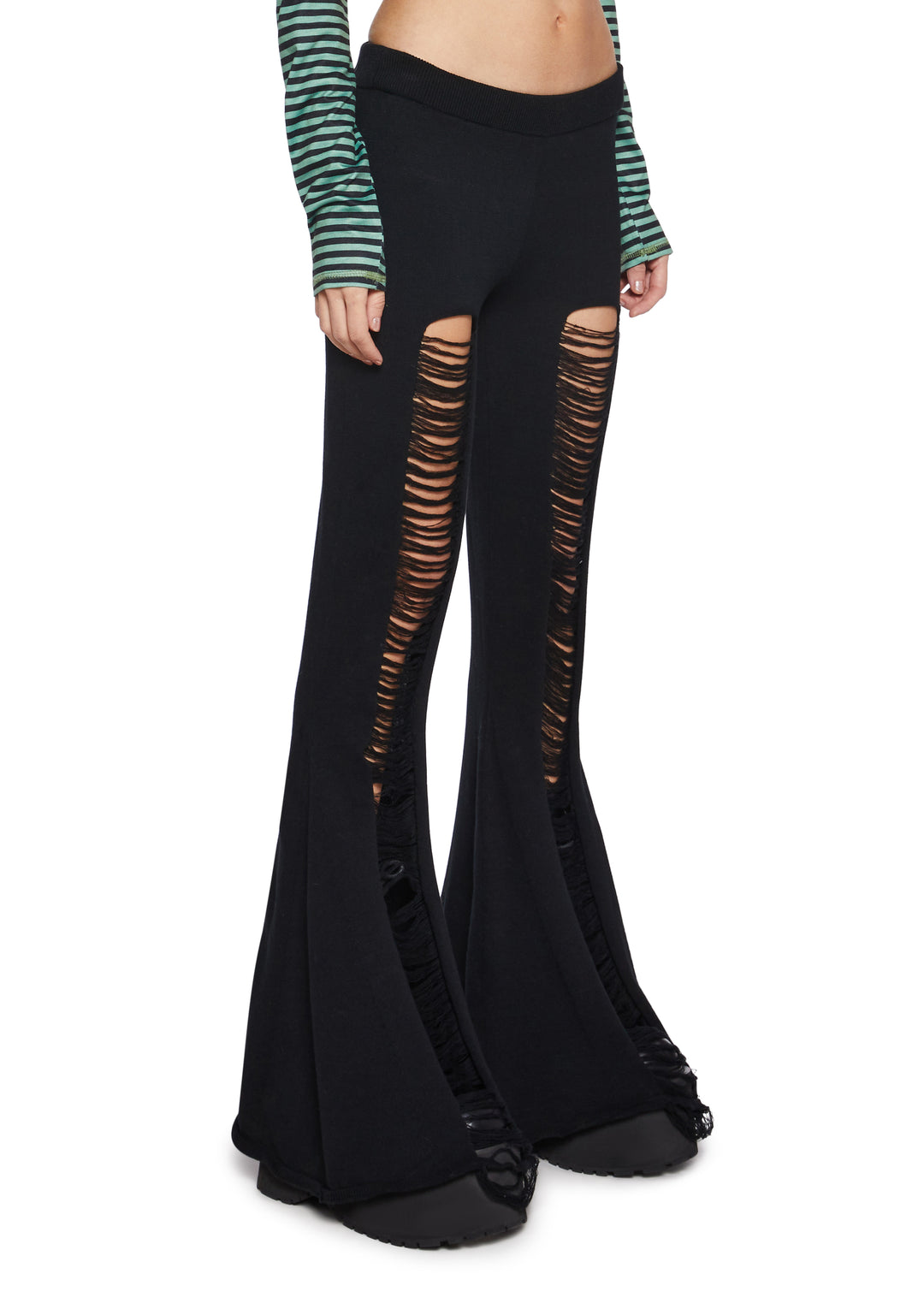 Current Mood Knit Flare Pants-Black - Image 3