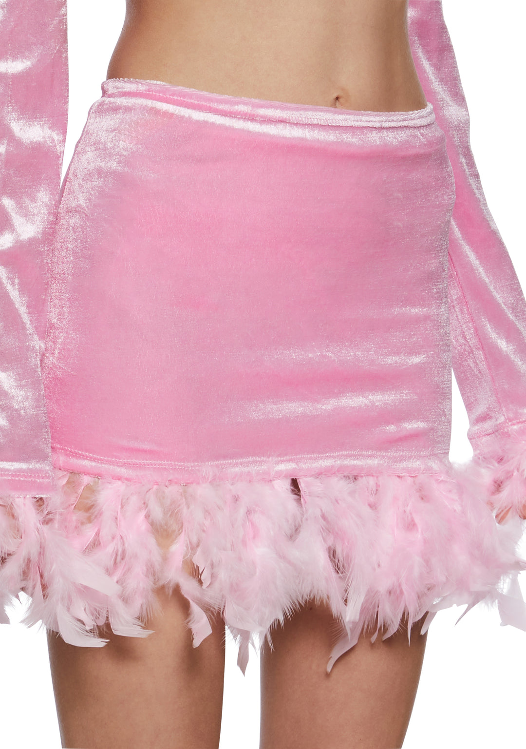 Sugar Thrillz Velour Feather Mini Skirt- Pink - Image 5