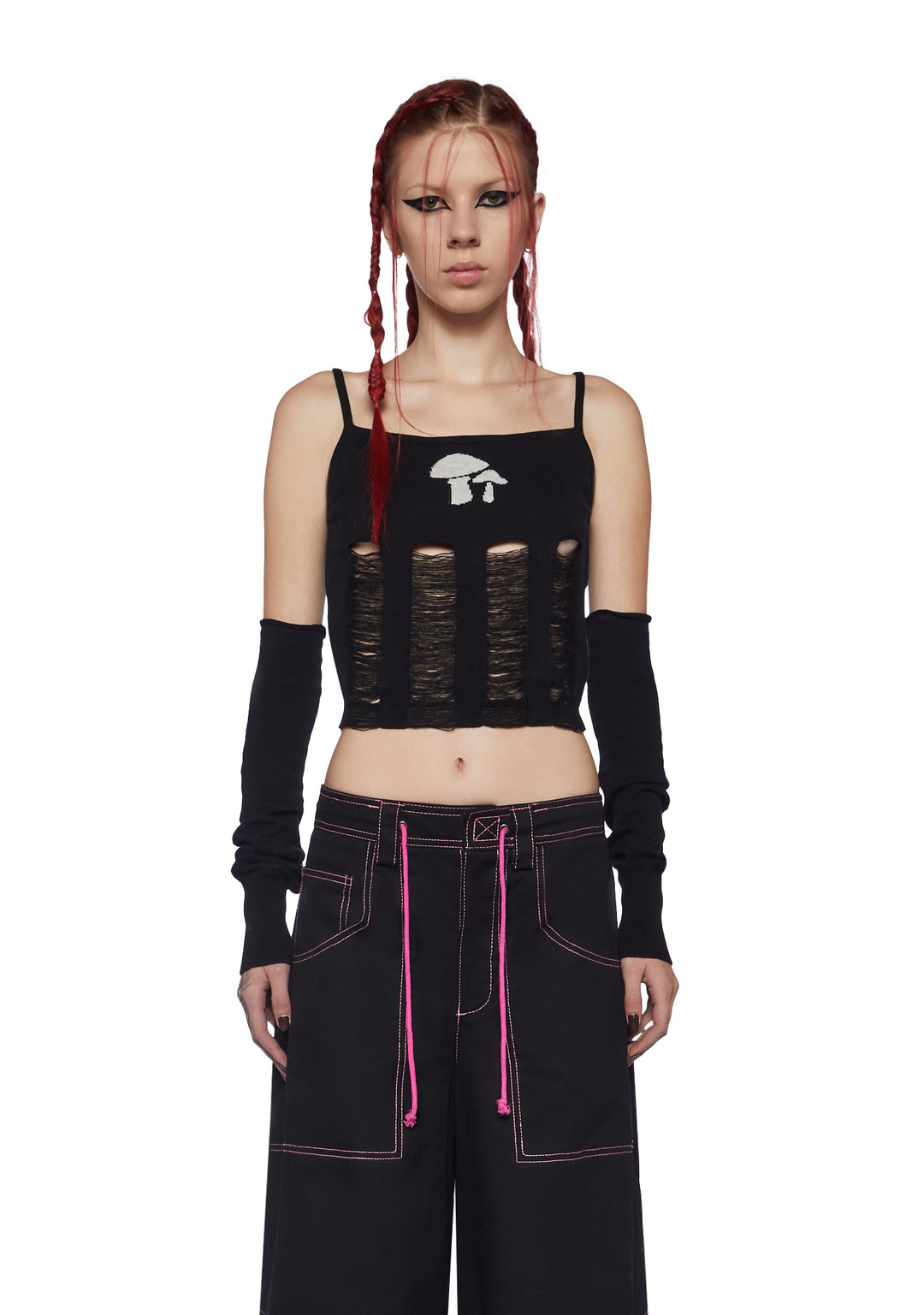 Current Mood Mushroom Tank And Armwarmers Set - Black