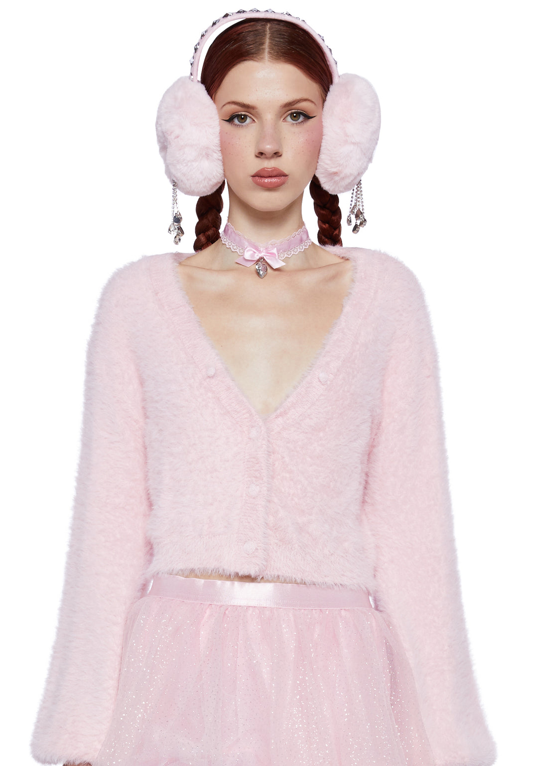 Sugar Thrillz Fuzzy Knit Cardigan- Pink - Image 5