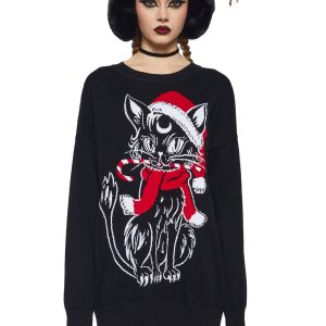 Free, fast shipping on Santa Cat Intarsia Sweater at Dolls Kill, an online boutique for punk and nu goth fashion. Shop our exclusive collection of The Grave Girls clothing, shoes, and accessories here.
