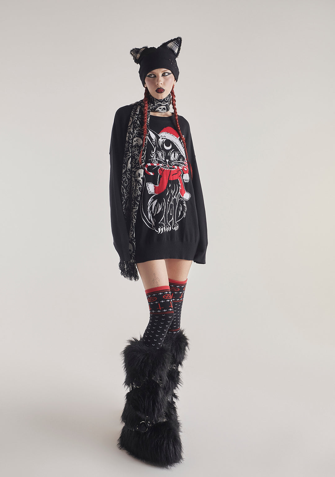 Free, fast shipping on Santa Cat Intarsia Sweater at Dolls Kill, an online boutique for punk and nu goth fashion. Shop our exclusive collection of The Grave Girls clothing, shoes, and accessories here. - Image 6