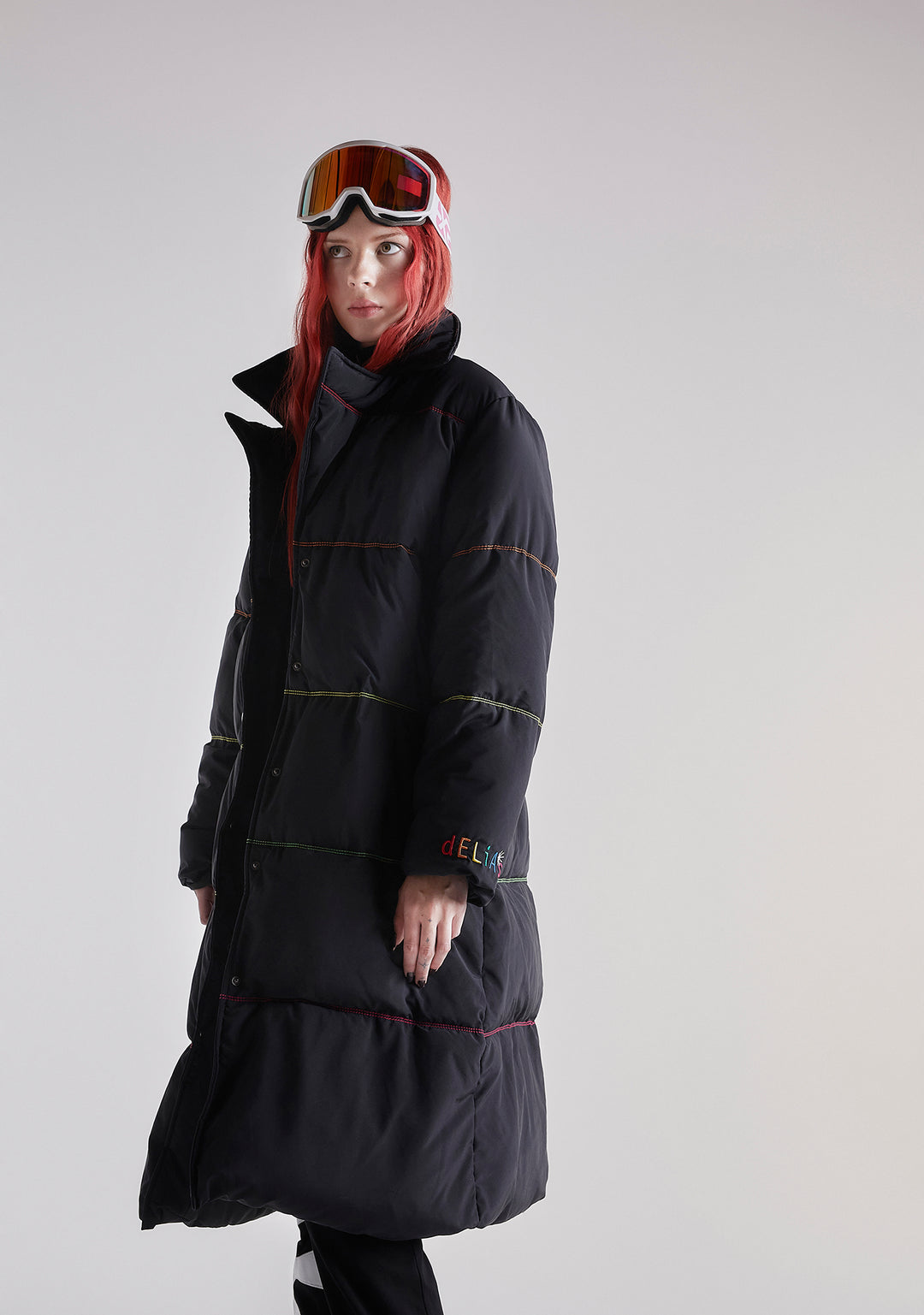 Delia's Contrast Stitched Puffer Coat - Black - Image 6