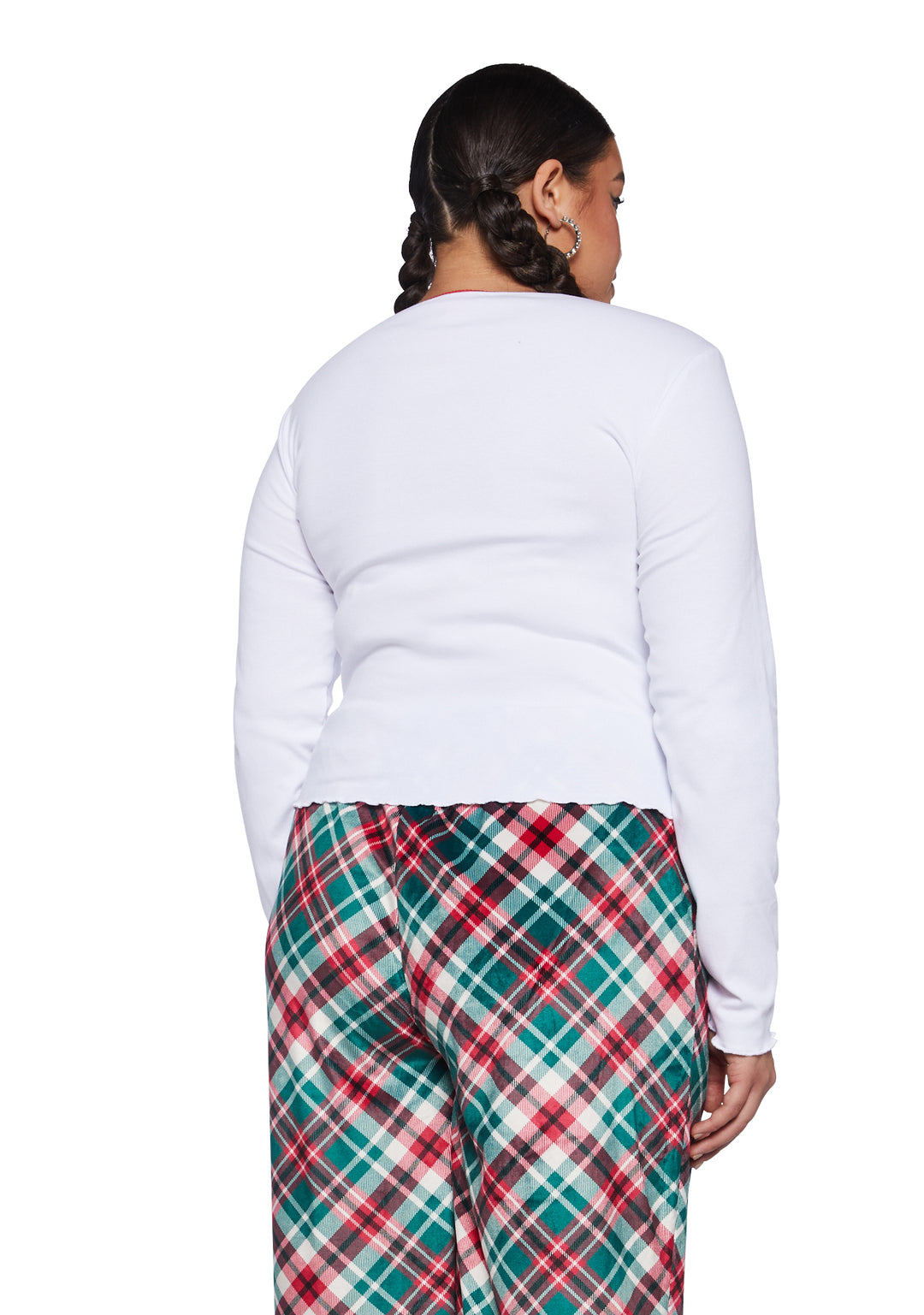 Plus Size Sugar Thrillz Santa's Lil Slut Long Sleeve Tee - White - Image 4