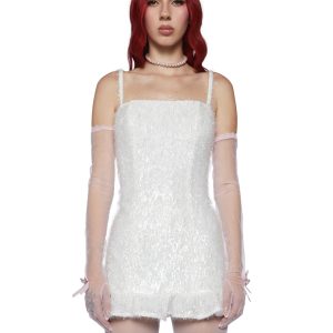 Sugar Thrillz Tinsel Mini Dress - White