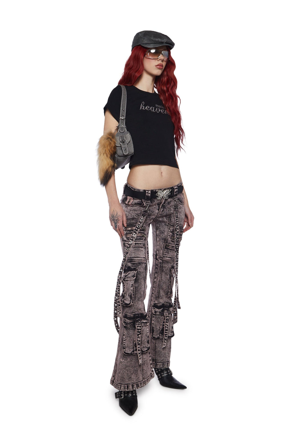 Generation Kiss Low Rise Skinny Flared Cargo Jeans - Blue - Image 2