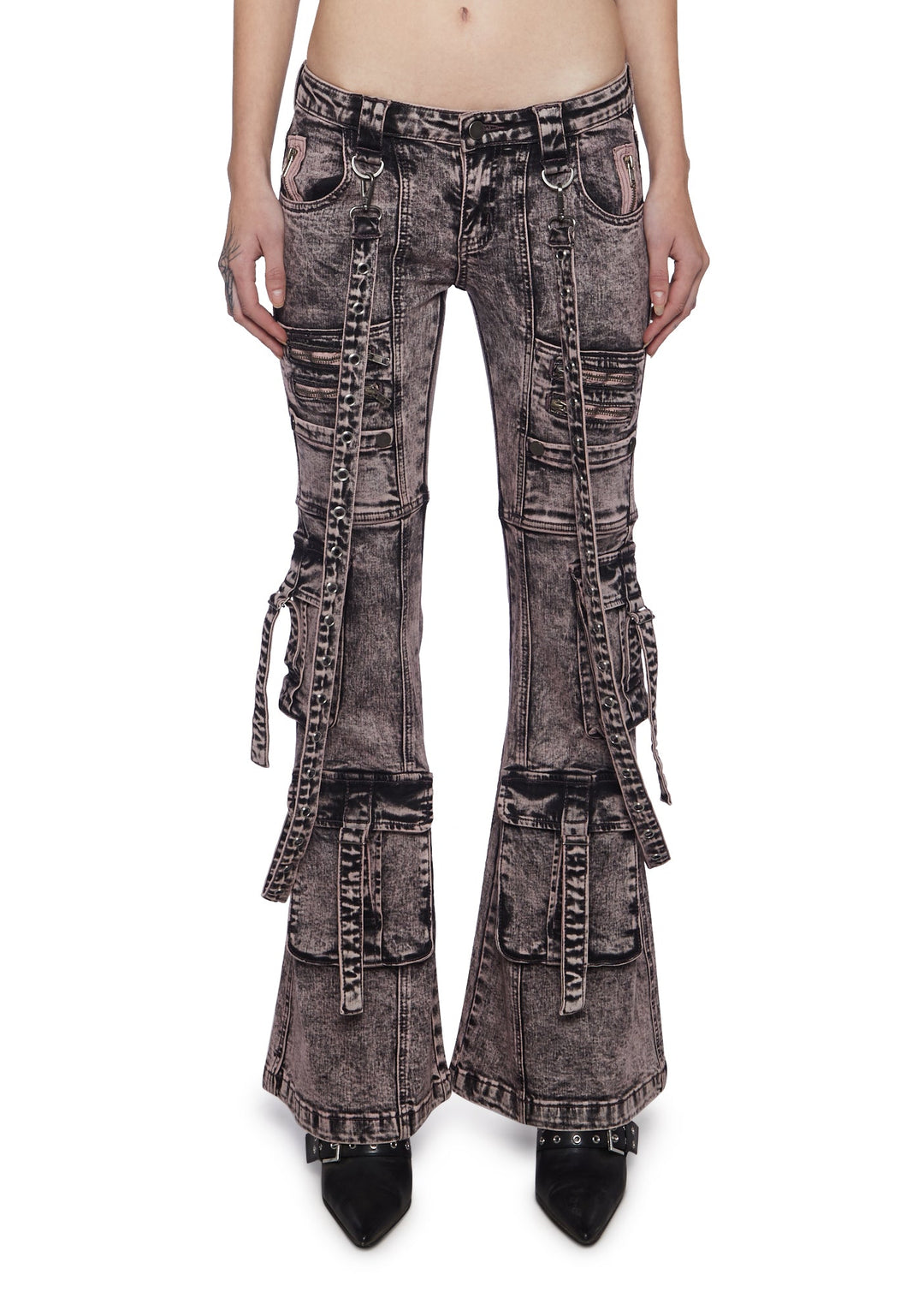 Generation Kiss Low Rise Skinny Flared Cargo Jeans - Blue