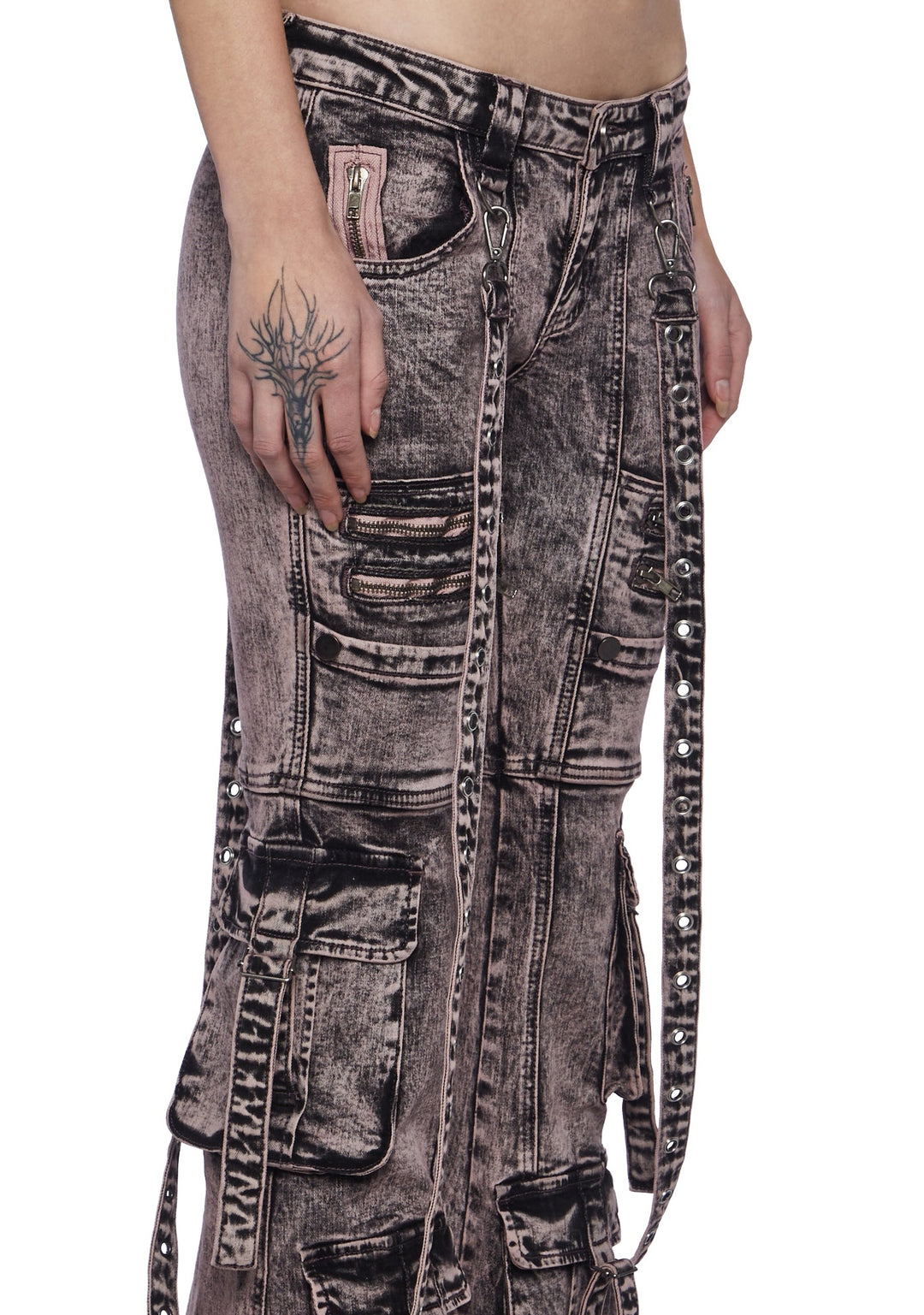 Generation Kiss Low Rise Skinny Flared Cargo Jeans - Blue - Image 5