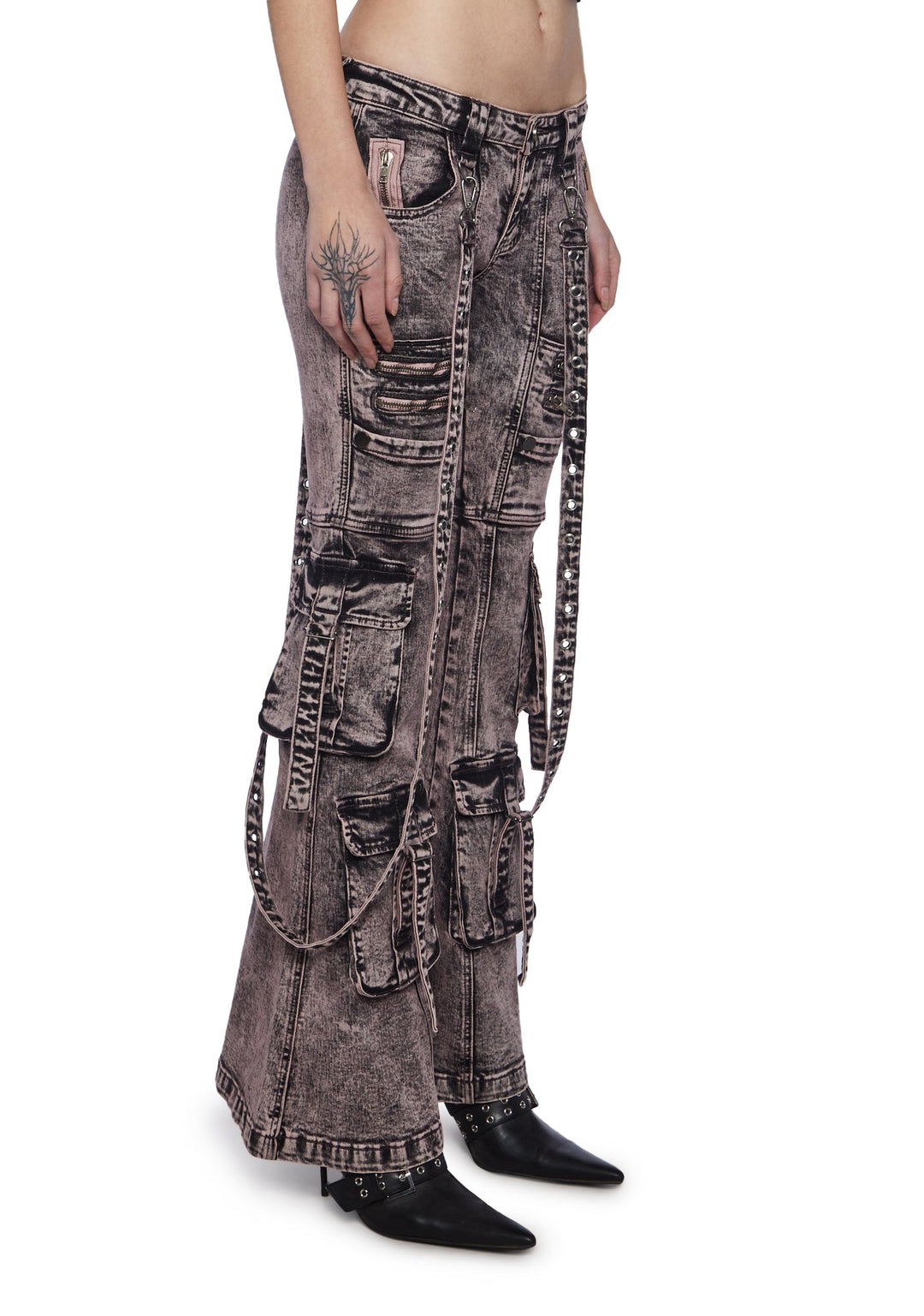 Generation Kiss Low Rise Skinny Flared Cargo Jeans - Blue - Image 3