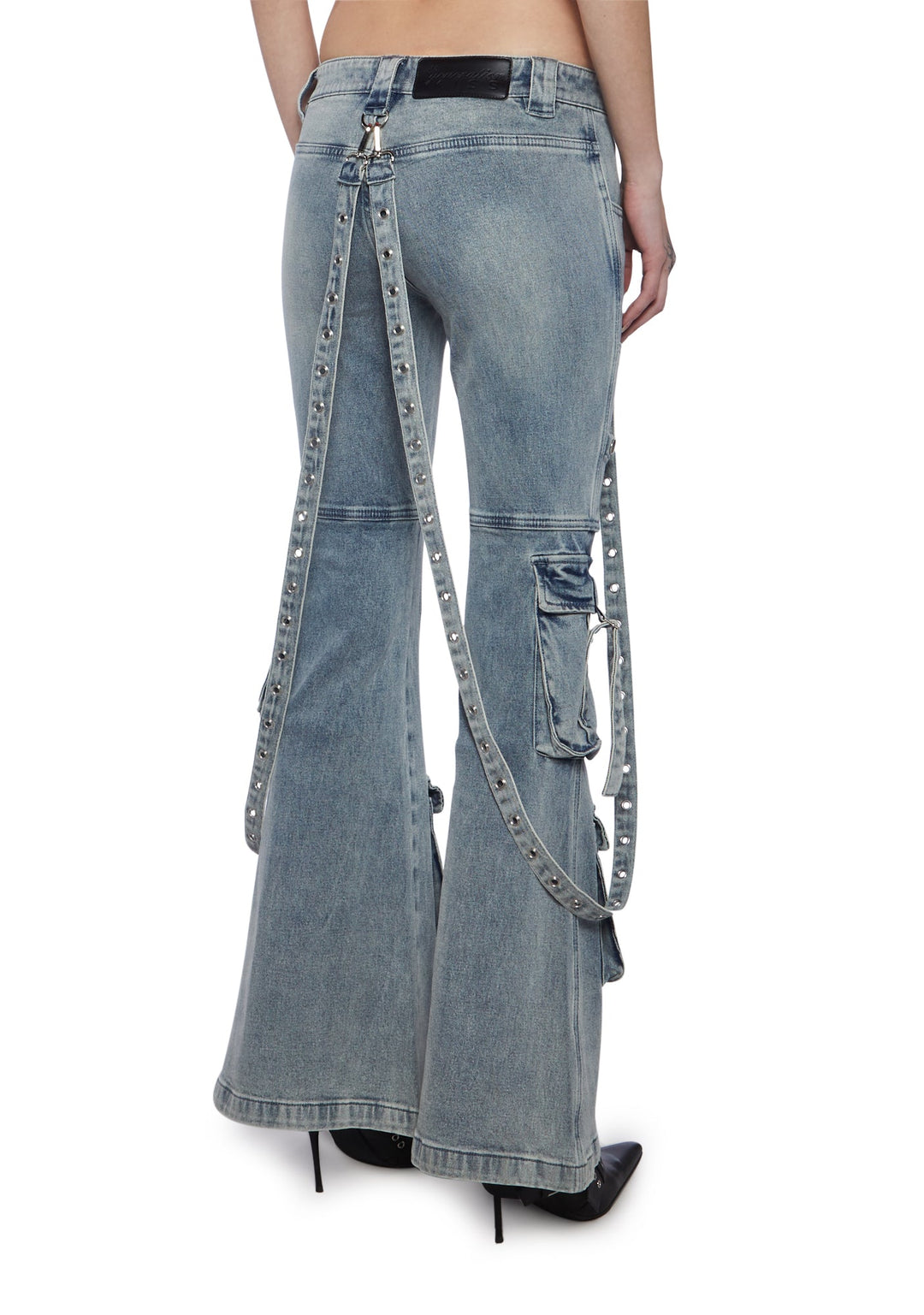 Generation Kiss Low Rise Skinny Flared Cargo Jeans - Blue - Image 4