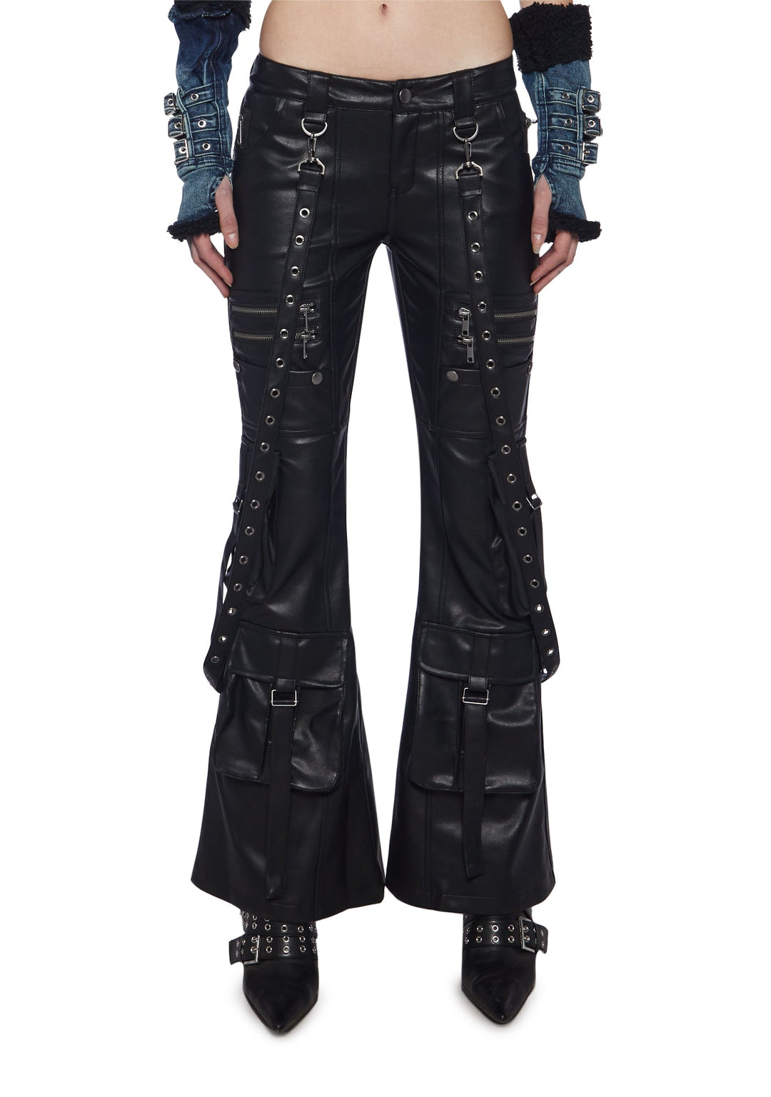 Generation Kiss Low Rise Skinny Flared Cargo Jeans - Blue