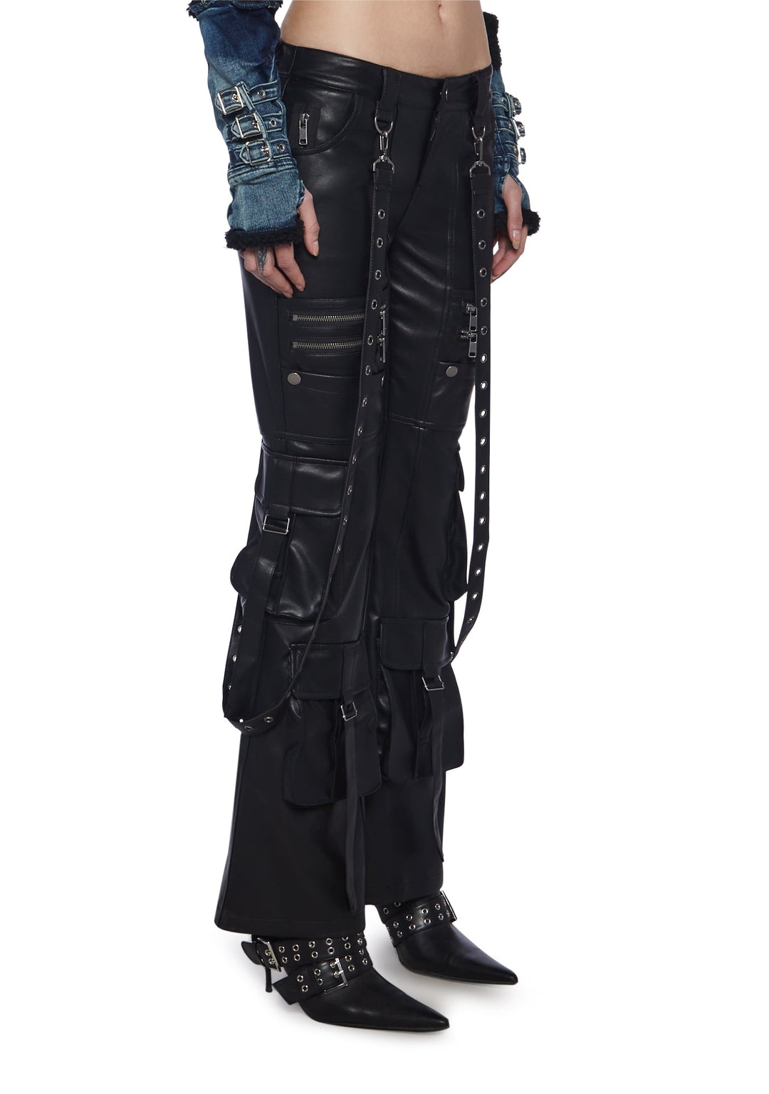 Generation Kiss Low Rise Skinny Flared Cargo Jeans - Blue - Image 3