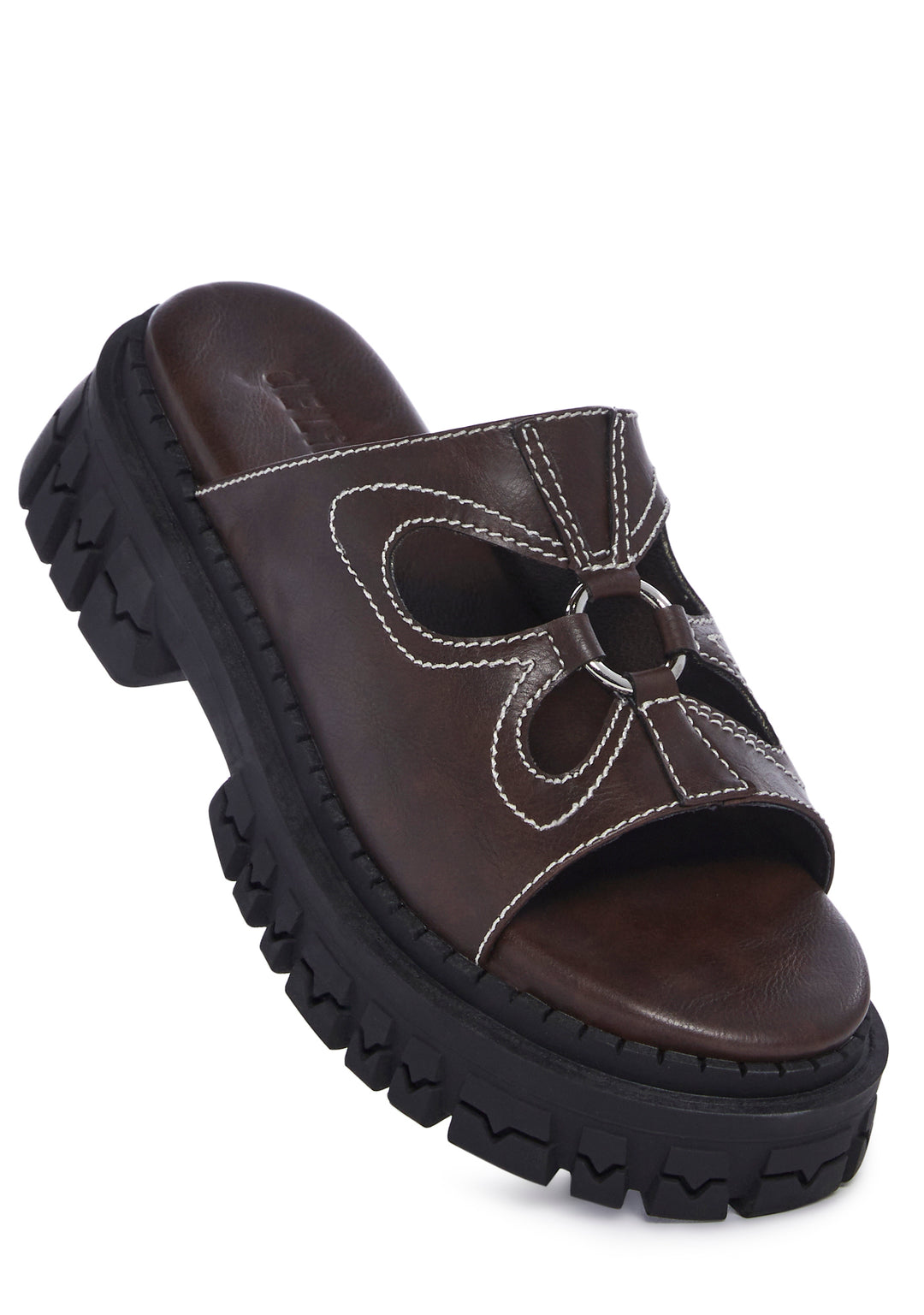 dELiA*s by Dolls Kill Butterfly Cut Out O Ring Platform Slides - Brown - Image 2