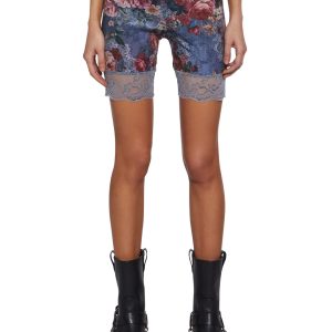 Current Mood Floral Rose Print Biker Shorts With Lace - Multi