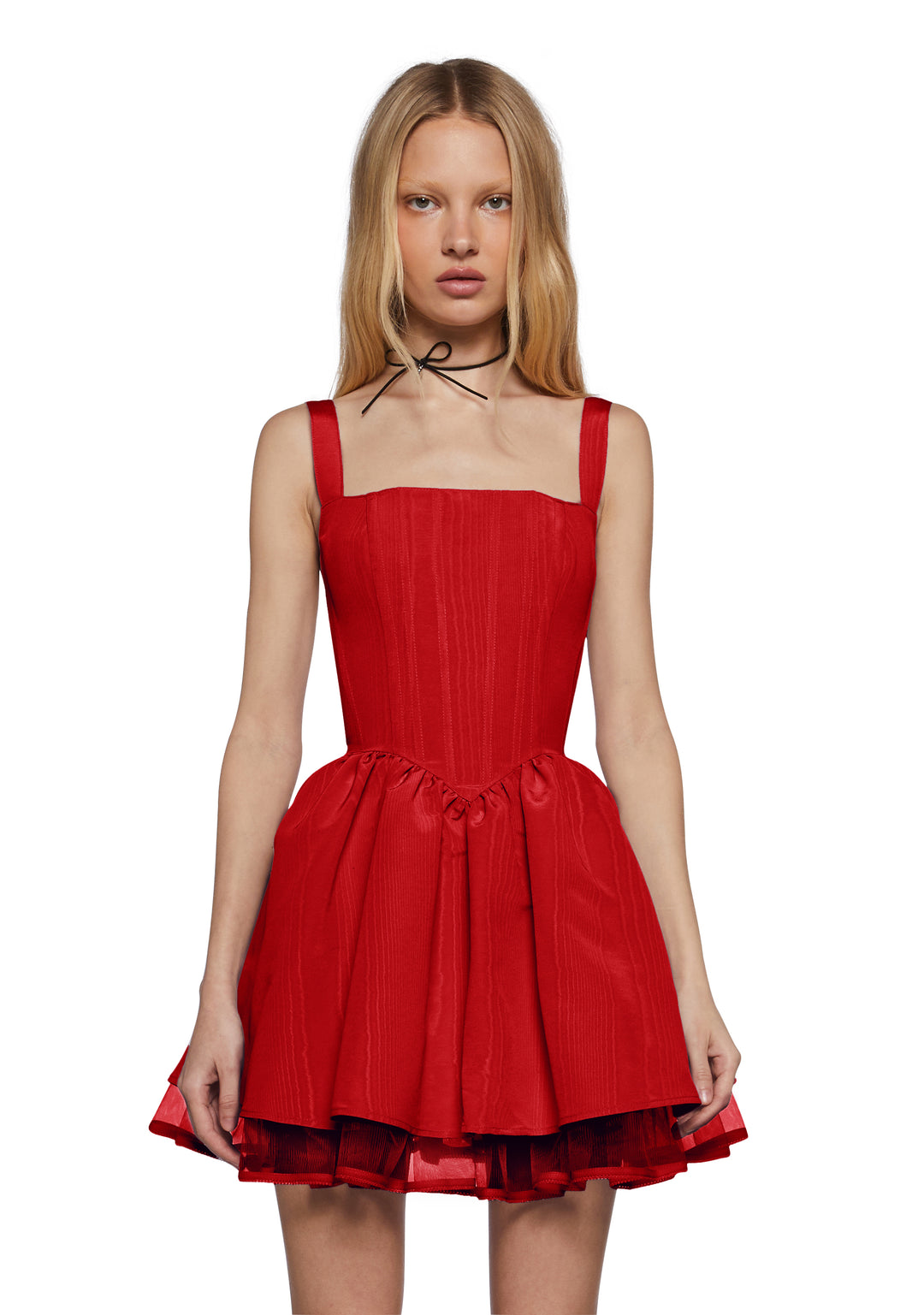 Sugar Thrillz Taffeta Corset Dress - Red