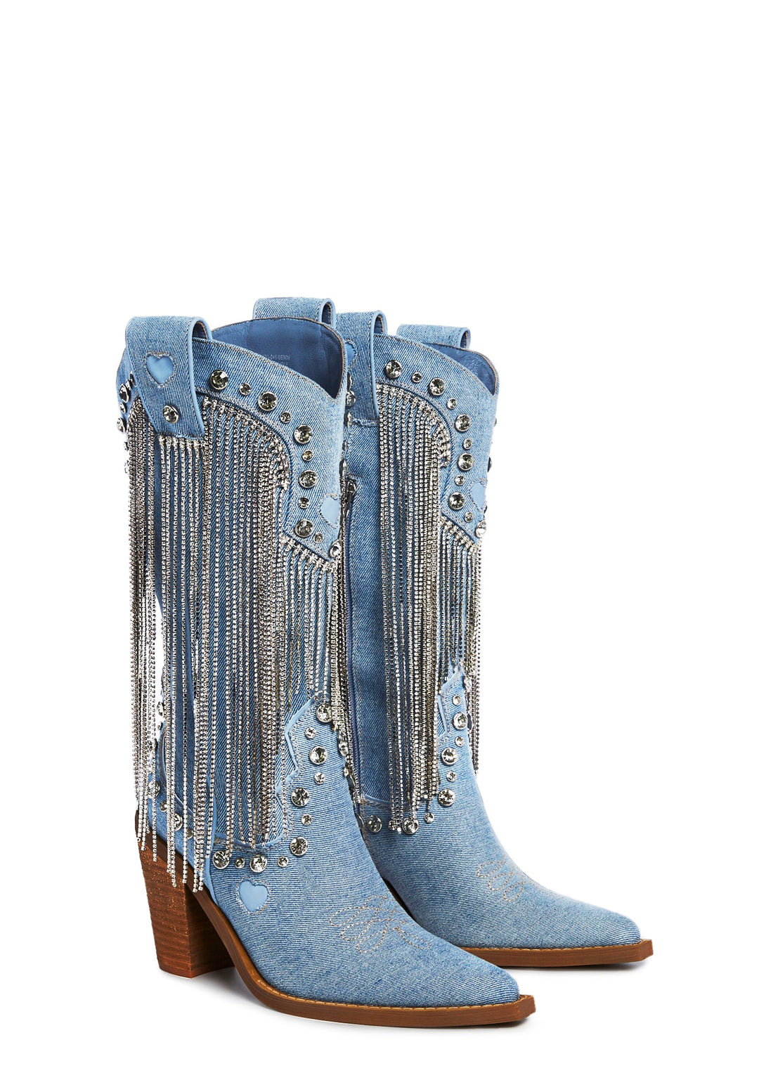Sugar Thrillz Rhinestone Fringe Cowboy Boots - White - Image 3