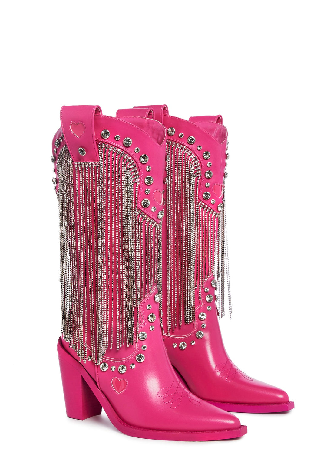 Sugar Thrillz Rhinestone Fringe Cowboy Boots - White - Image 3