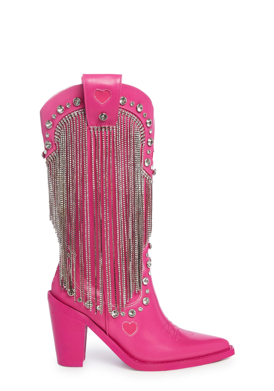 Sugar Thrillz Rhinestone Fringe Cowboy Boots - White