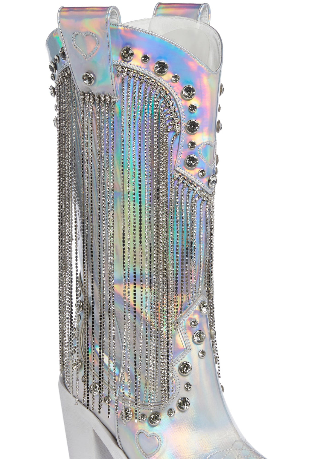 Sugar Thrillz Rhinestone Fringe Cowboy Boots - White - Image 2