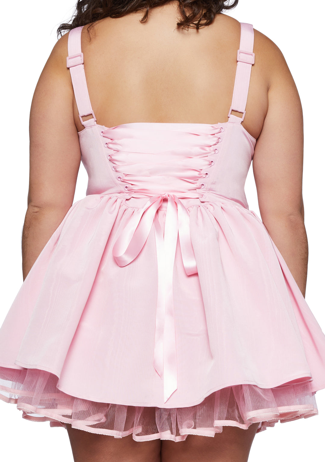 Plus Size Sugar Thrillz Taffeta Corset Dress-Light Pink - Image 5