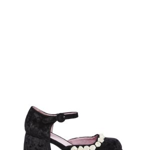 Sugar Thrillz Platform Velvet Rose Mary Jane - Black