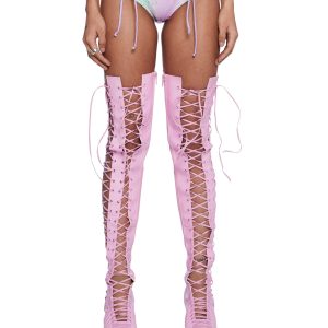 Club Exx Fairycore Star Glitter Lace Up Cut Out Harness Shorts -Multi