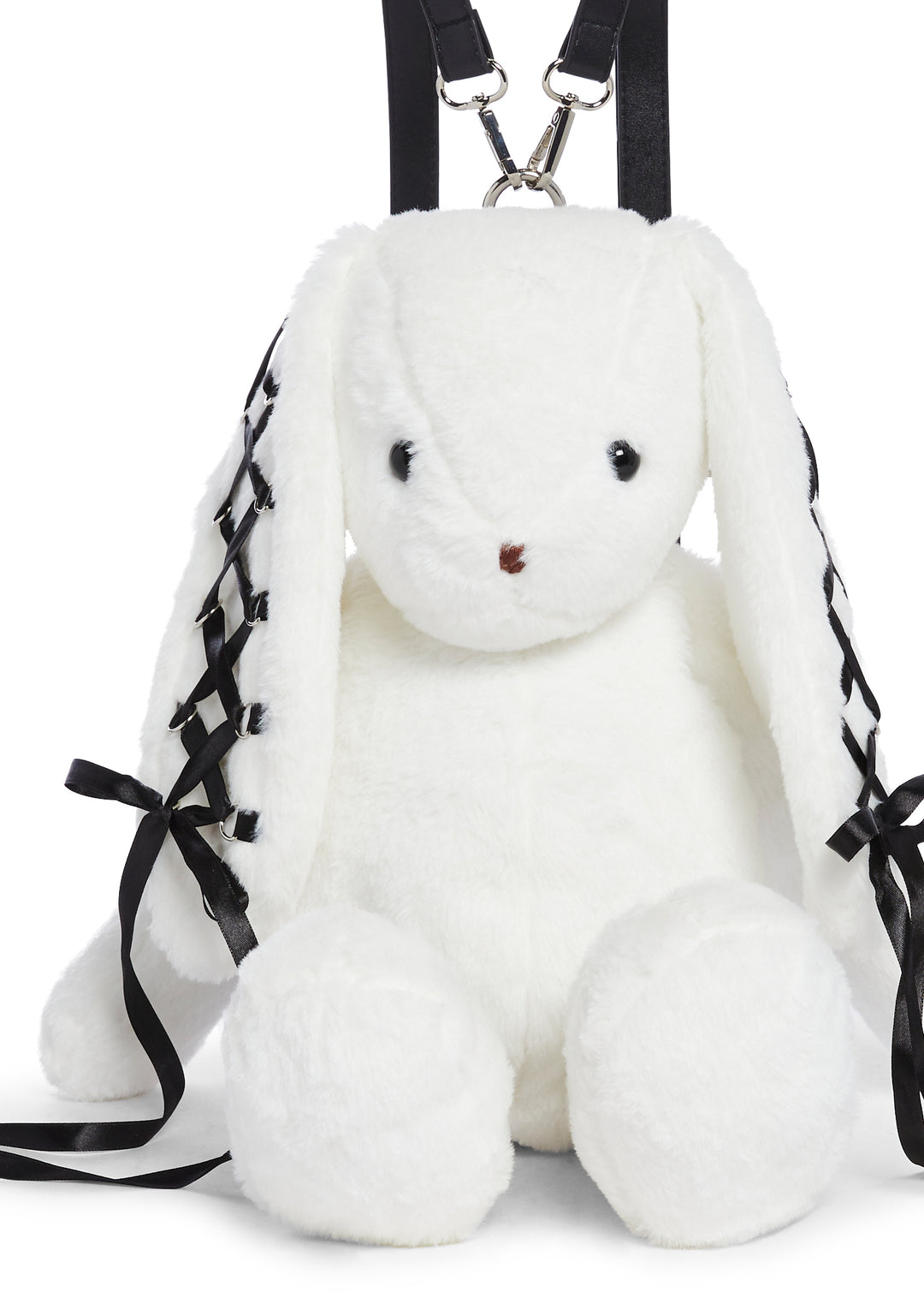 Current Mood Lace Up Bunny Plush Backpack - White - Image 4