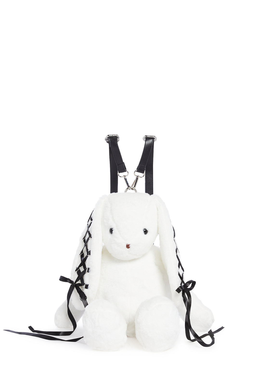Current Mood Lace Up Bunny Plush Backpack - White