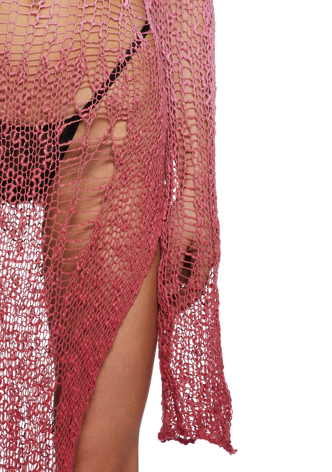 Current Mood Open Weave Knit Longline Sweater - Red - Image 2