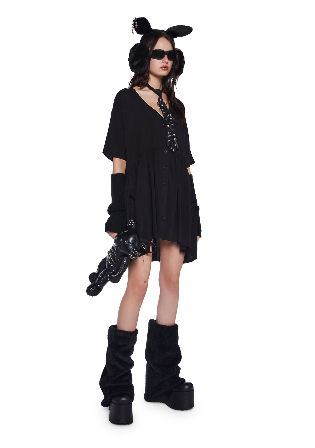 Current Mood Mini Babydoll Dress - Black - Image 2