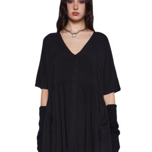 Current Mood Mini Babydoll Dress - Black