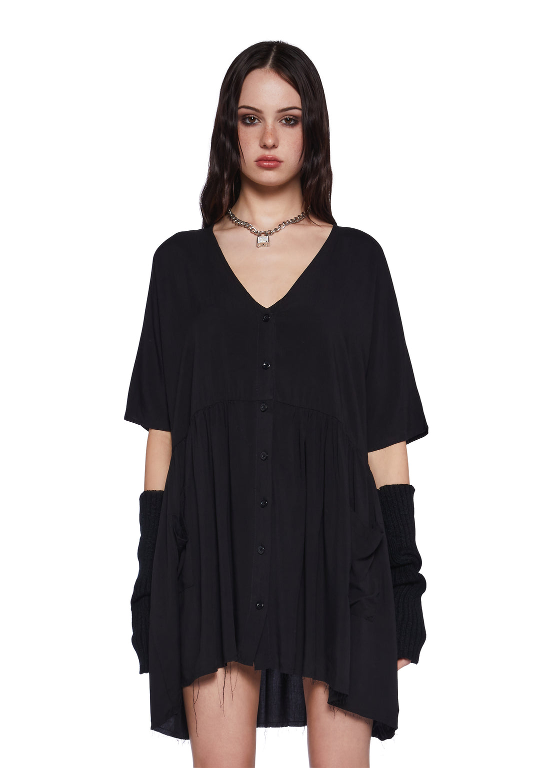 Current Mood Mini Babydoll Dress - Black