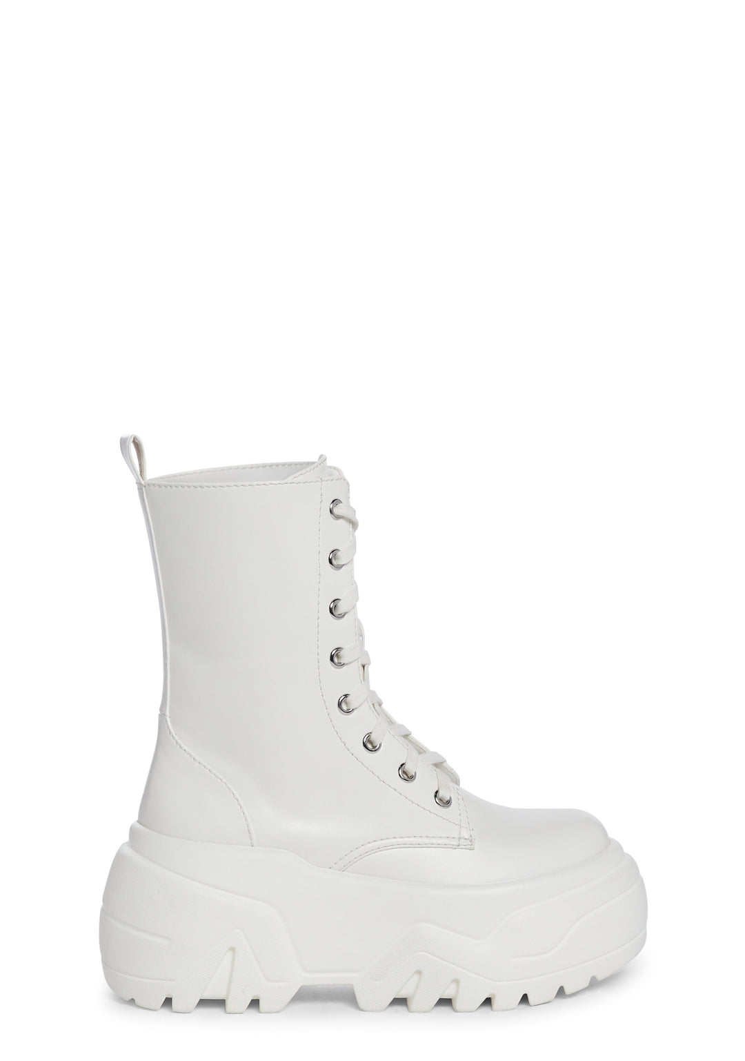 Club Exx Vegan Leather Lace Up Zip Combat Boots - White